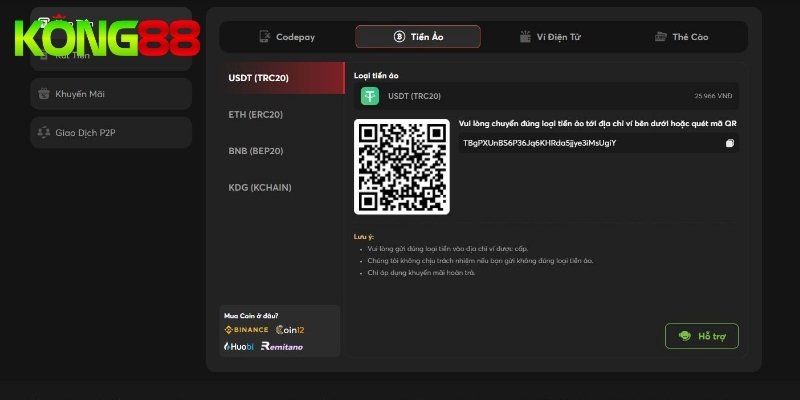 Nạp tiền KONG88 bằng thẻ cào nhanh gọn