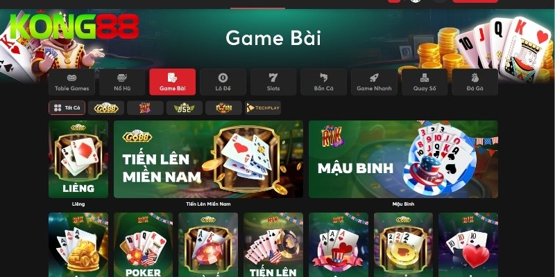 Tổng quan về sảnh game bài KONG88 cực chất