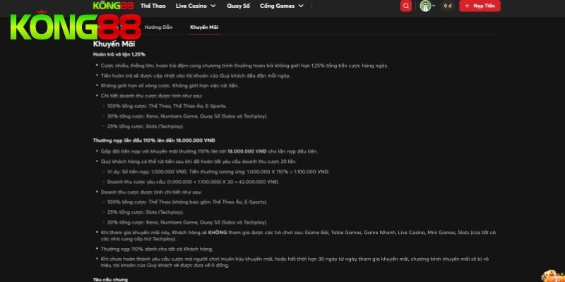 Tổng hợp các trương trình khuyến mãi KONG88 cực hot