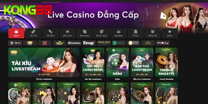 Tổng quan về sân chơi live casino KONG88 đỉnh cao