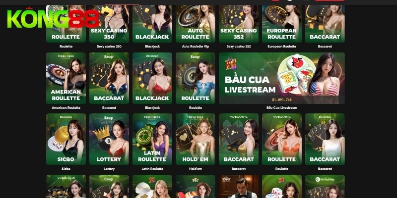 Khám phá kho game đẳng cấp tại live casino KONG88